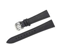 HuanJ Correa De Piel Italiana Curtida 20 Mm Y 22, Estilo Vintage, Grano Completo, Con Cierre Rápido Textura Lino(BLACK,20mm)