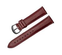 HuanJ Correa De Reloj Con Estampado De Lichi, Correa De Piel De Vacuno De Primera Capa Suave De Doble Cara, Orejas De Cambio Sin Rematar Transpirables For Hombres Y Mujeres(Dark Red-A,14mm)