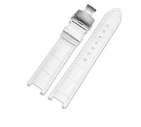 HuanJ Correa De Reloj Cuero Genuino Compatible Con MK Michael Kors Mike Coles Mk2277 2425 Muesca Impermeable A Prueba Sudor Muñeca 20 Mm(White-Steel-B1)