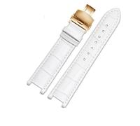 HuanJ Correa De Reloj Cuero Genuino Compatible Con MK Michael Kors Mike Coles Mk2277 2425 Muesca Impermeable A Prueba Sudor Muñeca 20 Mm(White-Golden-B1)