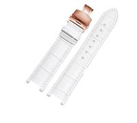 HuanJ Correa De Reloj Cuero Genuino Compatible Con MK Michael Kors Mike Coles Mk2277 2425 Muesca Impermeable A Prueba Sudor Muñeca 20 Mm(White-Rose-B1)