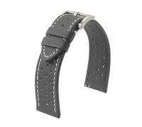 HuanJ Correa De Reloj De 18 Mm, 19 Mm, 20 Mm Y 22 Mm con Sistema De Liberación Rápida, Perforada, Transpirable, Deportiva.(Black WH Line,20mm)