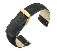 HuanJ Correa De Reloj Vintage De Cuero Crazy Horse De 18 Mm, 20 Mm Y 22 Mm For Hombre Y Mujer, Repuesto De Liberación Rápida.(Dark Gray-Gold,20mm)