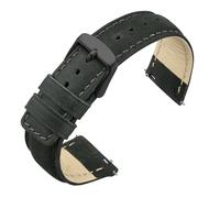 HuanJ Correa De Reloj Vintage De Cuero Crazy Horse De 18 Mm, 20 Mm Y 22 Mm For Hombre Y Mujer, Repuesto De Liberación Rápida.(Dark Gray-Black,18mm)