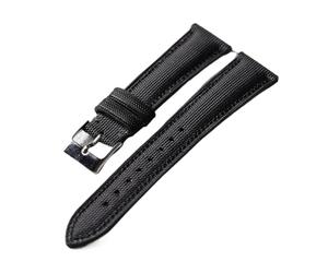 HuanJ Diadema De Tela Oxford Hecha A Mano Con Correa De Piel De Vaca, Cadena De Reloj For Hombre De Estilo Retro De Liberación Rápida De 18, 19, 20 Y 22 Mm.(B Silver Buckle,22mm)