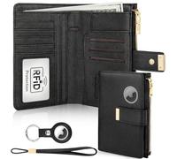 HUANLANG Soporte para pasaporte con Airtag para mujeres/hombres, cartera de pasaporte Airtag para viajes, soporte de pasaporte de cuero, bloqueo RFID, pasaporte de viaje con tarjetero de crédito,