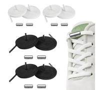 HUANR 8 Piezas Cordones Zapatillas, 0,6 cm, Ajustable Cordones Elásticos, sin Cordones, con Tubo de Cápsula Cordones sin Atar, Negro, Blanco, para Zapatos Informales, Zapatillas, Botas de Montaña