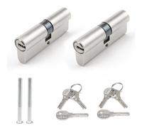 HUANR Cilindro Cerradura Seguridad, 2 Piezas Pequeña de 70 mm Bombin Doble Embrague, con 6 Llaves, Aleación Bombin Cerradura con Tornillos, Cilindro para Puerta 35/35 para Casas y Apartamentos