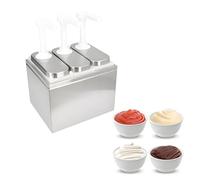 HuanSebesity Dispensador Salsa Jarabes,Dispensador Bombas Salsa de Jarabes Grado Comercial,Estilos de Prensa Manual,Acero Inoxidable, Herramienta de Aderezo de Ensalada de Cocina 3Pumps2L