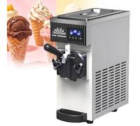 HuanSebesity Máquina Helado Suave Un Solo Sabor,Máquina para Yogur Helado 450w,Rendimiento 4-5kg/H,80-100 Conos/Hora,Tolva Refrigerada 2.5l,para Hogar,Bar Y Restaurante Silver