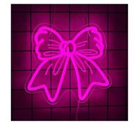 HUANTY Decoración de Fiesta con Letrero de neón Letrero De Neón con Lazo, Luz LED Rosa Brillo Ajustable USB para Dormitorio Habitación De Niña Lámpara Iluminada para Fiesta En Casa 30cmx28cm