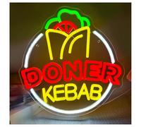 HUANTY Decoración de Fiesta con Letrero de neón Letrero De Neón Doner Kebab para Decoración De Pared, Luz De Comida para Restaurante, Decoración Colgante De Kebab De Comida Rápida,34cmх32.5cm