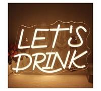 HUANTY Decoración de Fiesta con Letrero de neón Letrero De Neón Let's Drink con Luces LED Y Alimentación USB, Ideal para Decorar Bares, Fiestas, Pubs, Cuevas De Hombres, 38x26cm