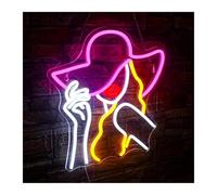 HUANTY Decoración de Fiesta con Letrero de neón Letreros De Neón De Chica Vaquera, para Dormitorio, Habitación De Niña, Lavandería, Bar, Tienda, Decoración De 34.8x34.6cm