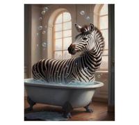 HUANTY Impresiones en lienzo para arte de pared Animales Divertidos Del Baño Toman Un Baño Bañera Arte Retro Póster Sin Marco Lienzo Pinturas Arte De Pared Imágenes Decoración Del Hogar(H,50x70cm)
