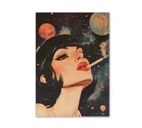 HUANTY Impresiones en lienzo para arte de pared Lienzo Con Impresiones De Arte Espacial Retro, Sin Marco, Para Pared De Mujer, Para Sala De Estar, Baño, Decoración Del Hogar(20x30cm)