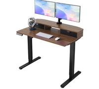 HUANUO Escritorio Elevable 100 x 60 cm con 2 Cajones, Escritorio Ajustable en Altura con Soporte Tipo Abrazadera en C, Mesa Elevale de Pie para Oficina en Casa con 4 Memorias de Altura