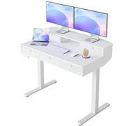 HUANUO Escritorio Elevable 100 x 60 cm con Cajones, Comp con Abraz C, Escritorio Ajustabl en Altura para Sentado/De Pie, Mesa Elevable para Oficina en Casa con 4 Niveles Altur Memor