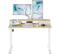 HUANUO Escritorio Elevable 120 x 60 cm con 2 Cajones, Escritorio Ajustable en Altura con Soporte Tipo Abrazadera en C, Mesa Elevale de Pie para Oficina en Casa con 4 Memorias de Altura