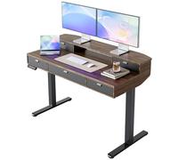 HUANUO Escritorio Elevable 120 x 60 cm con Cajones, Comp con Abraz C, Escritorio Ajustabl en Altura para Sentado/De Pie, Mesa Elevable para Oficina en Casa con 4 Niveles Altur Memor