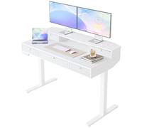 HUANUO Escritorio Elevable 120 x 60 cm con Cajones, Comp con Abraz C, Escritorio Ajustabl en Altura para Sentado/De Pie, Mesa Elevable para Oficina en Casa con 4 Niveles Altur Memor