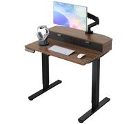 HUANUO Escritorio Elevable Pequeño 80 x 53 cm con 2 Cajones, Escritorio Ajustable en Altura con Soporte Tipo Abrazadera en C, Mesa Elevale de Pie para Oficina en Casa con 4 Memorias de Altura