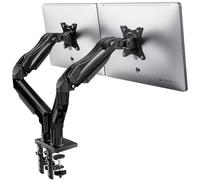 HUANUO Soporte Monitor Doble, Brazo Monitor de Escritorio para Pantallas de 13 a 32 Pulgadas, Ajuste de Altura con Inclinación, Giratorio, Rotar, VESA 75 & 100 mm, Carga Máxima 9kg