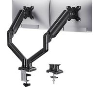 HUANUO Soporte Monitor Doble para 2 Monitores hasta 32 pulg, Cada Brazo Soporta MAX. 10kg, Brazo Monitor Doble con Ajustable en Alt/Inclin/Gir/Rot, Estándar VESA 75mm o 100mm