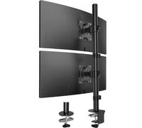 HUANUO Soporte Monitor Doble Vertical, Soporte 2 Monitores Apilado con Ajuste Altura, Brazo Doble Monitor Comput Compatible con 17 a 32 pulg con Abraz en C, Cada Soporte Escritorio Soporta hast 8 kg