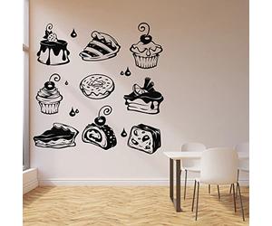 HUANYIN Calcomanía de Pared de Pastel Dulce, Magdalenas, Pastel de Cupcake, panadería de postres, decoración Interior para Hornear, Pegatina de Vinilo para la Puerta de la Ventana, Delicioso Mural