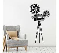 HUANYIN Calcomanías de pared de cámara de cine vinilo cámara de grabación de cine pegatinas de pared de cine decoración de cine pegatina art deco extraíble, 112x57cm