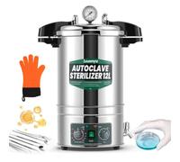 Huanyu 12L Autoclave Esterilizador, ajustable en temperatura y tiempo | Diseño de apertura rápida, Esterilizador de vapor de alta presión, Autoclave eléctrico para laboratorios Universidades