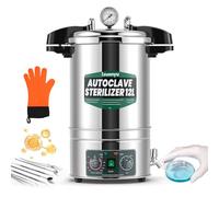 Huanyu 12L Autoclave Esterilizador Autoclave eléctrico de laboratorio ajustable en temperatura y tiempo Diseño de apertura rápida Esterilizador de vapor de alta presión para laboratorios Universidades