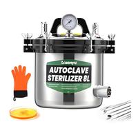 Huanyu Esterilizador Autoclave 8L con Doble Válvula Autoclave de Vapor para Laboratorio Protección contra Quemaduras en Seco Esterilizador de Vapor de Alta Presión para Laboratorios Universidades