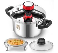 Huanyu Olla a presión 3 en 1 Ollas a presión de acero inoxidable de 5 litros con placa vaporera y tapa de cristal Olla a presión a prueba de explosiones Apta para todo tipo de cocinas (5 L)