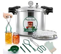 Huanyu Olla a presión de 22 litros con pesas de presión de 5, 10 y 15 PSI, compatible con cocinas de inducción y de gas. Olla a presión multifunción y ollas a presión para conservas