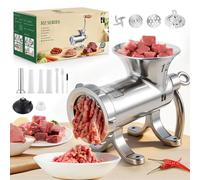 Huanyu Picadora de carne de acero inoxidable con relleno de salchichas y accesorio para galletas, apto para lavavajillas, para carne de vacuno, cerdo y verduras, picadora de carne (n.º 12)