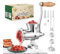Huanyu Picadora de carne manual de acero inoxidable con embutidor de salchichas y accesorio para galletas. Picadora de carne manual apta para lavavajillas (n.º 5)