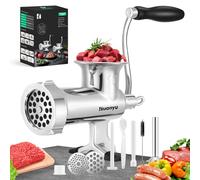 Huanyu - Picadora de carne manual para picadora de carne de acero inoxidable y máquina para embutidos de carne manual y cortador de verduras, lavable en lavavajillas, picadora de carne, talla 10