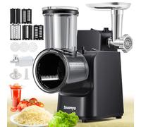 Huanyu Rallador de Queso Eléctrico Multifuncional Cortador Eléctrico de Verduras con 5 Cuchillas 250W Preparador Eléctrico de Ensaladas y Picador de Carne Rallador Eléctrico (negro)