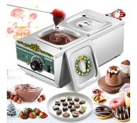 Huanyu Temperadora de chocolate con 2 ollas 30℃-110℃ Máquina derretidora de chocolate Fundidor de chocolate comercial de 800W Calentador de agua para fundir chocolate