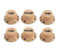 huanzhi 2X Nueva Cream Dark Azul Font 1 Volumeand 2 Tone Guitar Control Knobs para Strat