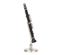 HUAOSN Modelo de Clarinete en Miniatura con Soporte y Estuche, Mini Instrumento Musical Modelo de Casa de Muñecas Réplica en Miniatura, Exhibición de Modelo de Clarinete de Instrumentos Musicales