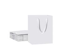 HUAPRINT Bolsa de regalo blanca, paquete de 12 bolsas de compras blancas con asas de cinta, 17,7 x 10 x 22,9 cm, bolsas de regalo de manualidades, bolsas de papel blanco a granel, bolsas de recuerdos