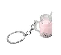 Huaqgu Bubble Tea Llavero,Lindo Bubble Tea Llavero Encantos KawaiiCar Mochila Llavero Bolsa Colgante Pareja Regalo Mini Copa Colgantes con Llavero Anillos