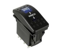 HUAREW 12V/24V Panel de Interruptor Basculante, 7 Pin Interruptores Impermeable LED Azul (Winch in Out Light)
