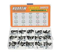 HUAREW 15 valores 300 piezas transistor NPN C945 C1815 S8050 S9013 S9014 S9018 2N2222 2N3904 2N5551 PNP A1015 S8550 S9012 S9015 2N3906 2N5401 BJT kit de clasificación de transistor de unión bipolar