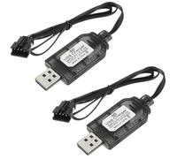 HUAREW 2 Pezzi 7.4V USB Cargador Cable RC Universal con Conector SM-4P Plug, Compatible Coche RC, Barco RC, Avión, Drone, Maquetas y Otros Juguetes de Control Remoto