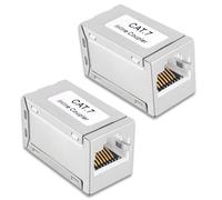 HUAREW 2 piezas Conector RJ45 Cat7, Cat7/Cat6/Cat5/Cat5e, Doble Empalme Ethernet Conector para Cable de Ethernet Acoplador LAN RJ45 Blindado de Metal, para Switch/TV/Modem / PS4 / ADSL/Router