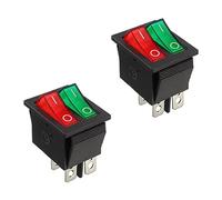 HUAREW 2 x interruptor basculante para barco, encendido/apagado, SPST 4-polos, 4 posiciones, interruptor basculante, rojo/verde, CA 250 V/16 A, 125 V/20 A, KCD2-101